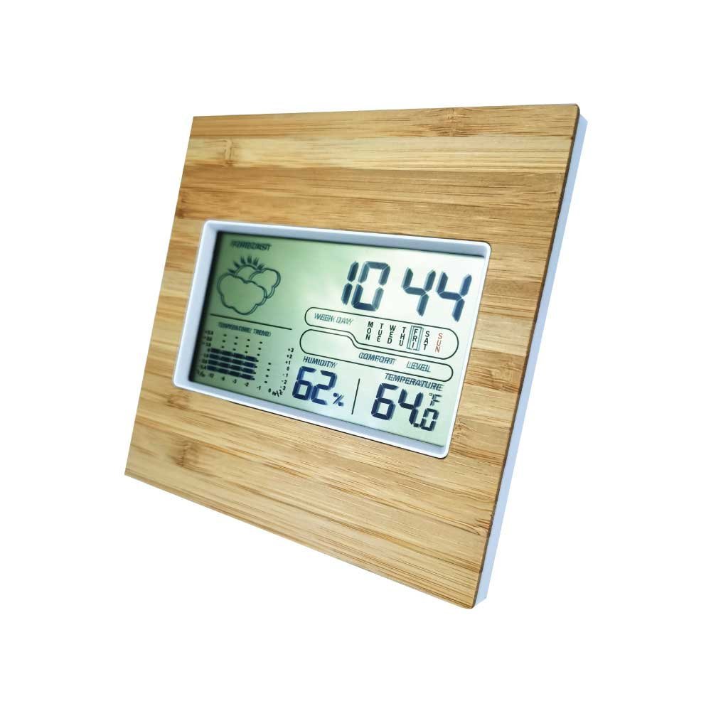 Multi-Function Bamboo Digital Clock with Weather Forecast, Calendar, Alarm, Temperature - Image 3