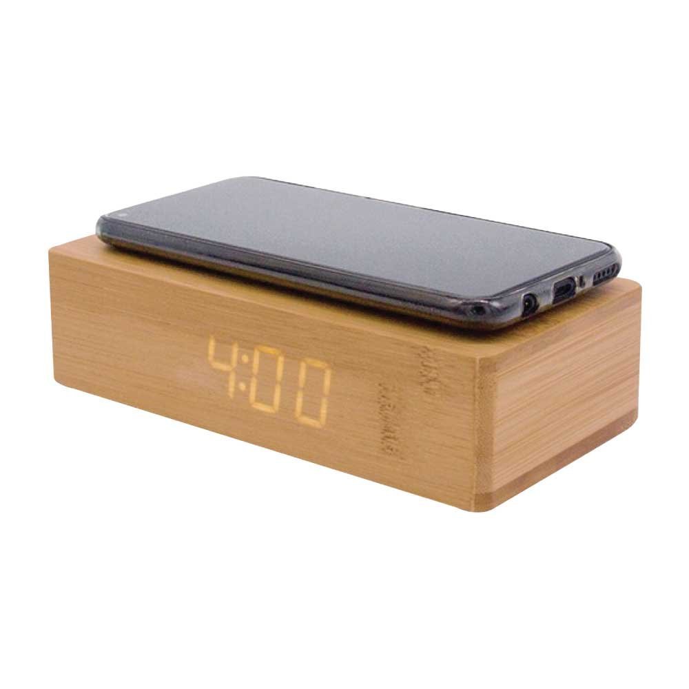 Bamboo Clock with 5W Wireless Charging Function