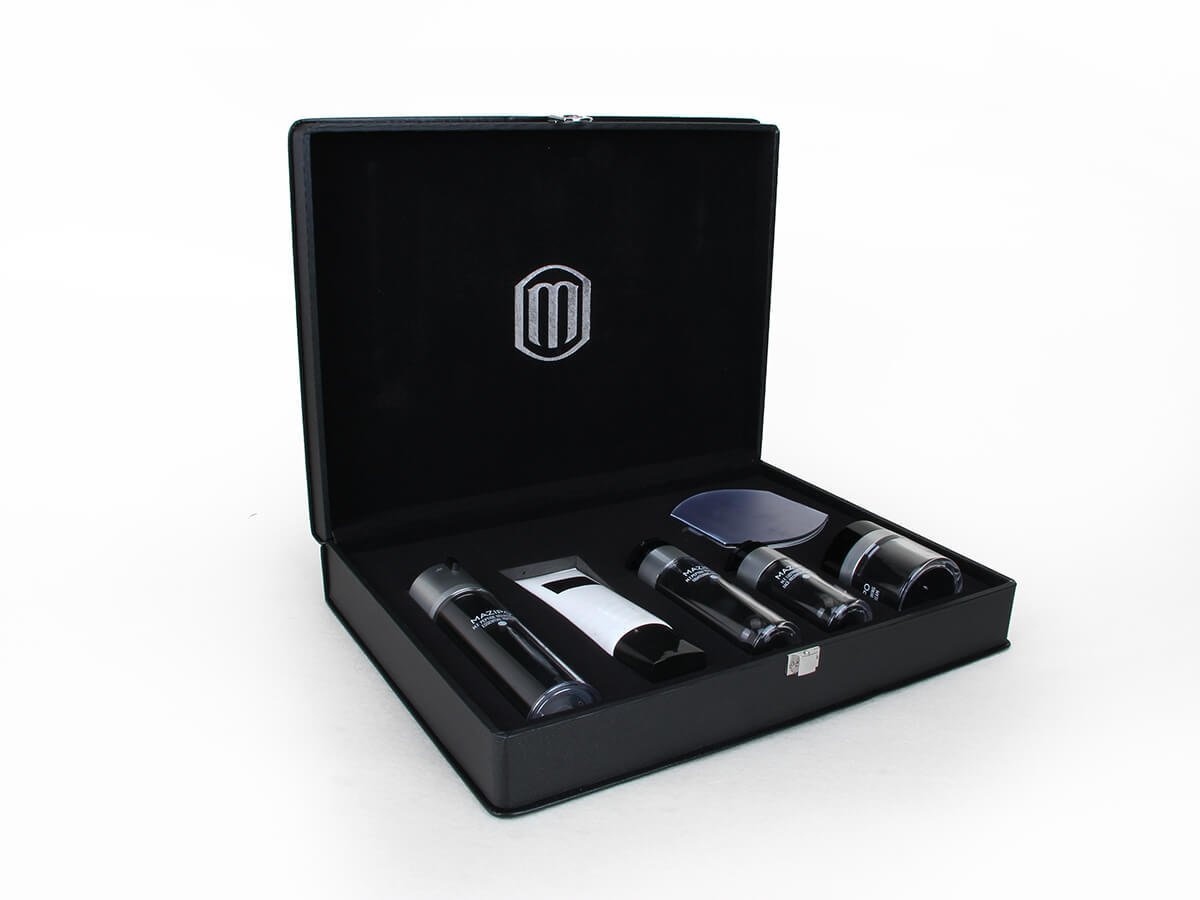 Black Leather Cosmetic Packaging Boxes