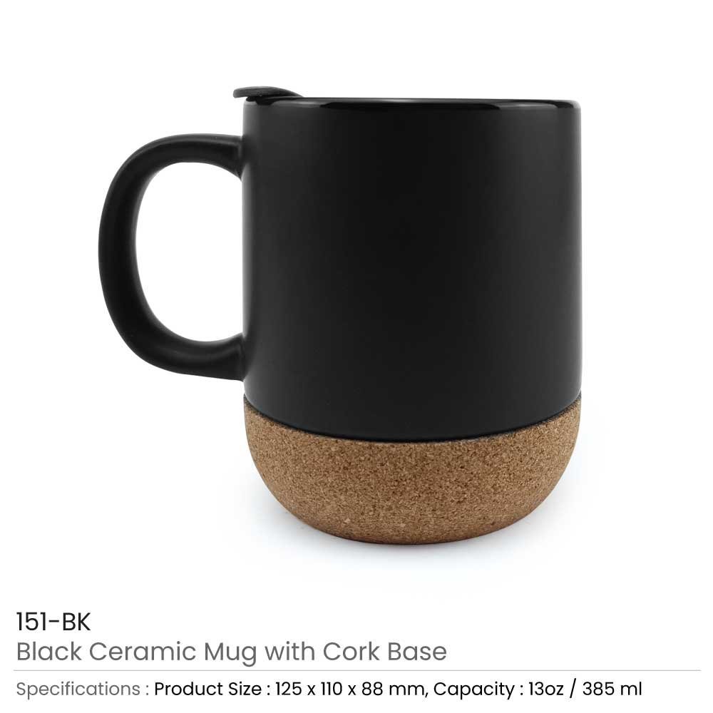 Ceramic Mugs with Lid and Cork Base 385 ml - Image 6