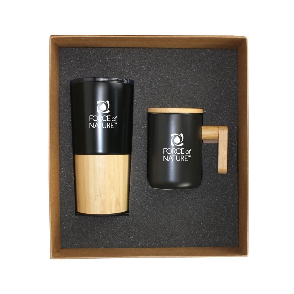 Drinkware Gift Sets with Travel Tumbler & Black Ceramic Mug - Image 2