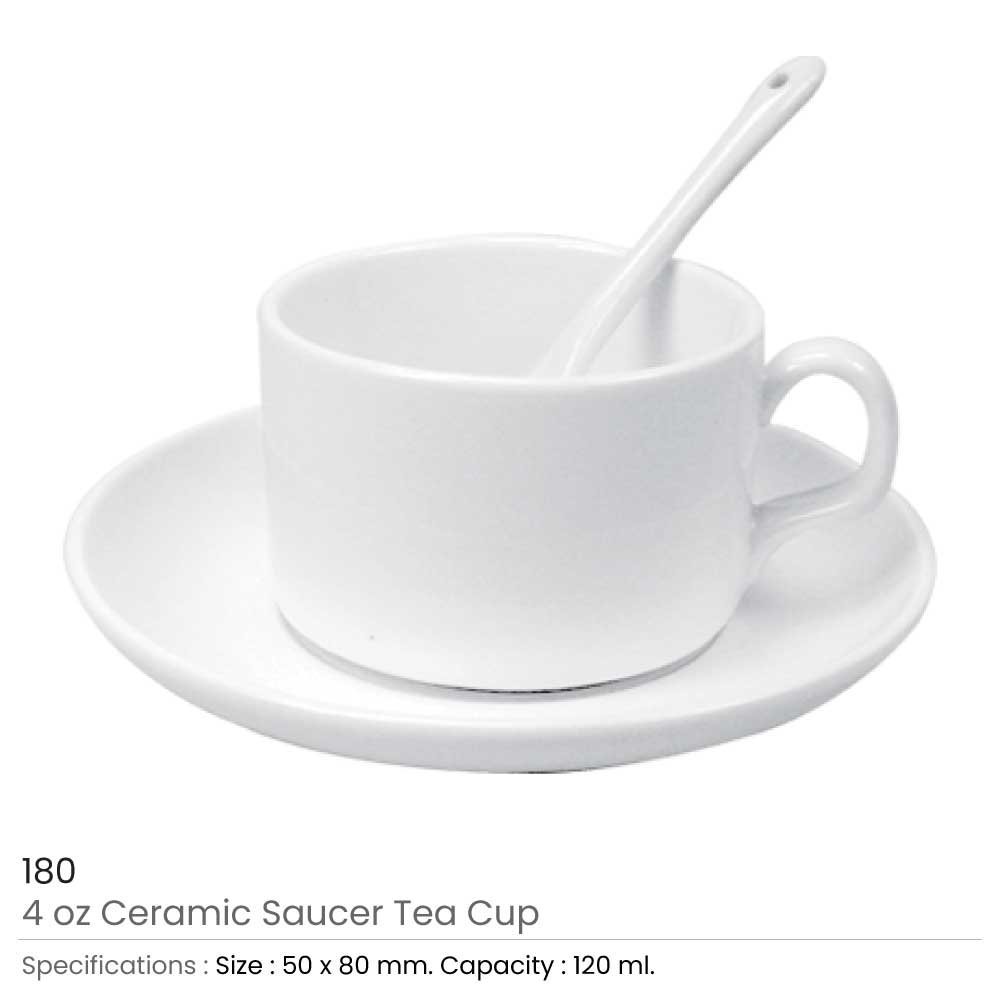 Ceramic Saucer Teacups with Spoon - Image 3