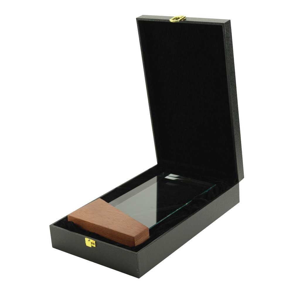 Crystal Awards with Wood Base in Black Hardboard Box - Image 5