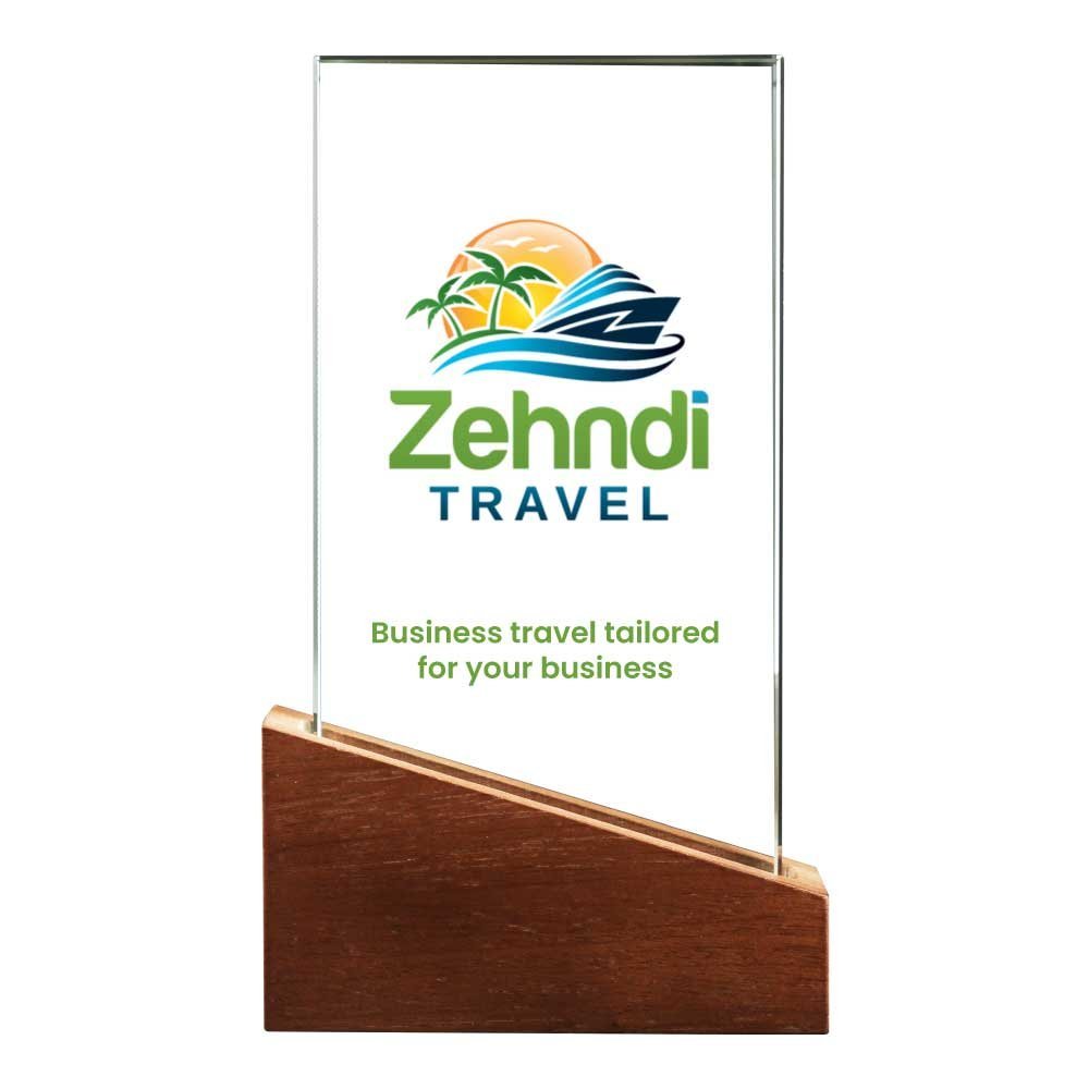 Crystal Awards with Wood Base in Black Hardboard Box - Image 2