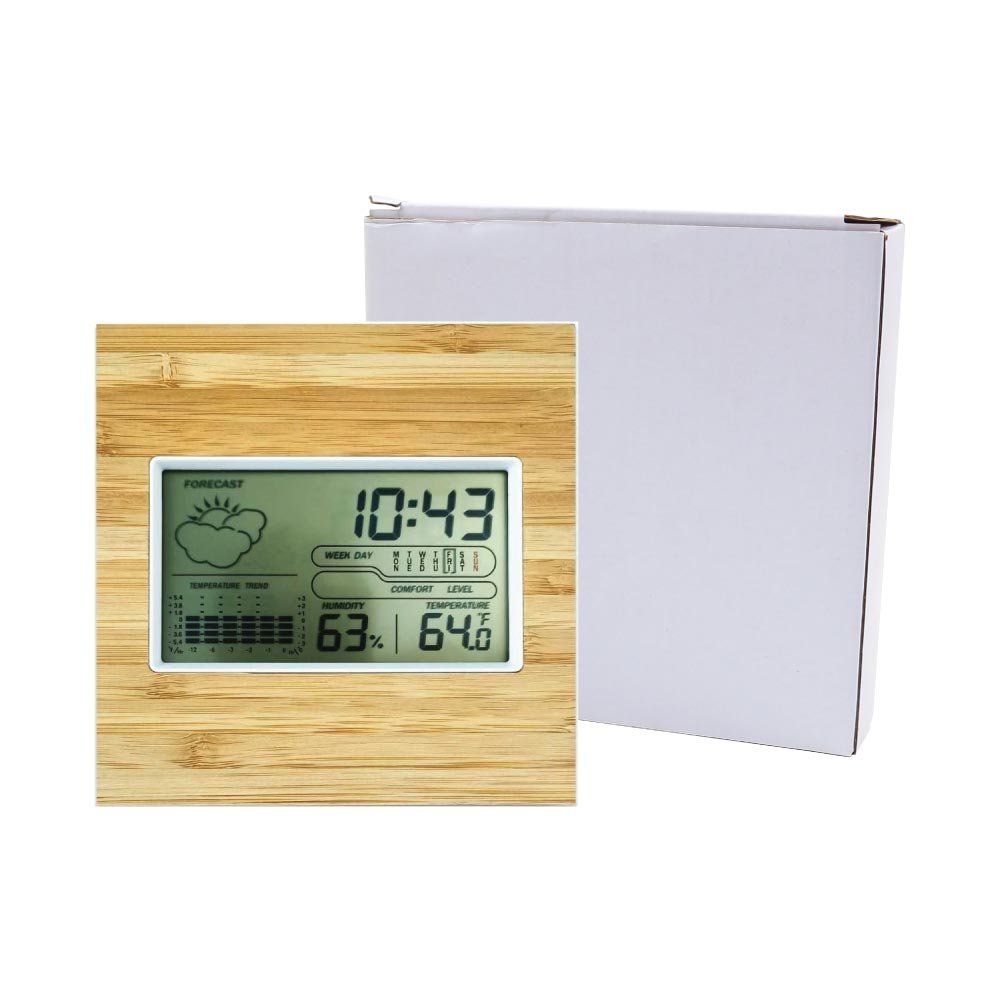 Multi-Function Bamboo Digital Clock with Weather Forecast, Calendar, Alarm, Temperature - Image 5
