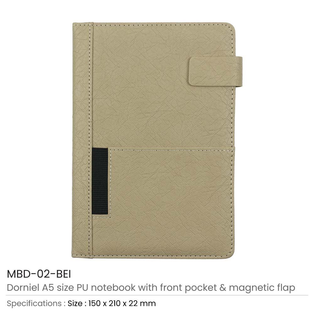 Dorniel A5 PU Notebooks with Front Pocket & Magnetic Flap - Image 3