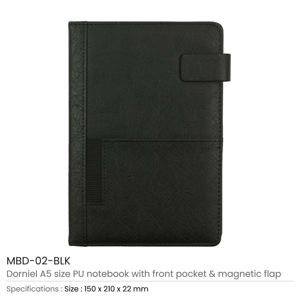 Dorniel A5 PU Notebooks with Front Pocket & Magnetic Flap - Image 4