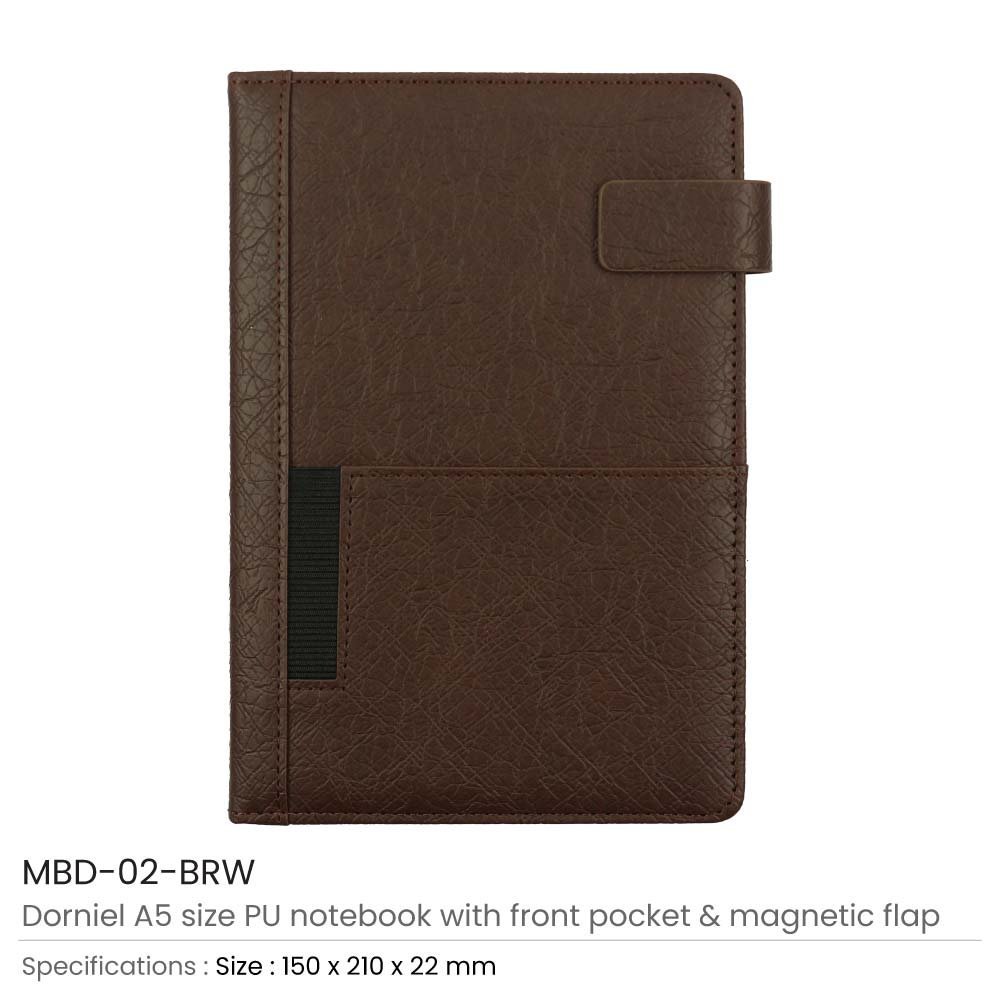 Dorniel A5 PU Notebooks with Front Pocket & Magnetic Flap - Image 6