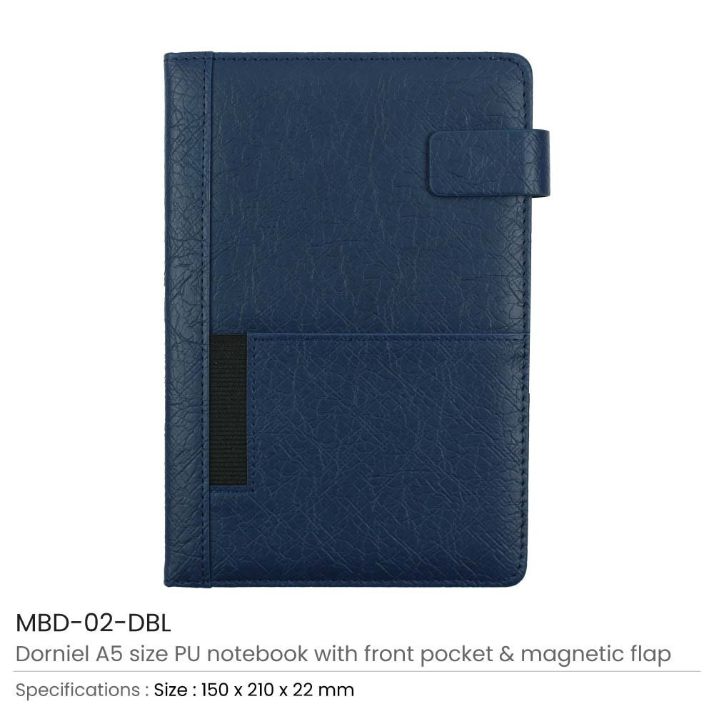 Dorniel A5 PU Notebooks with Front Pocket & Magnetic Flap - Image 5