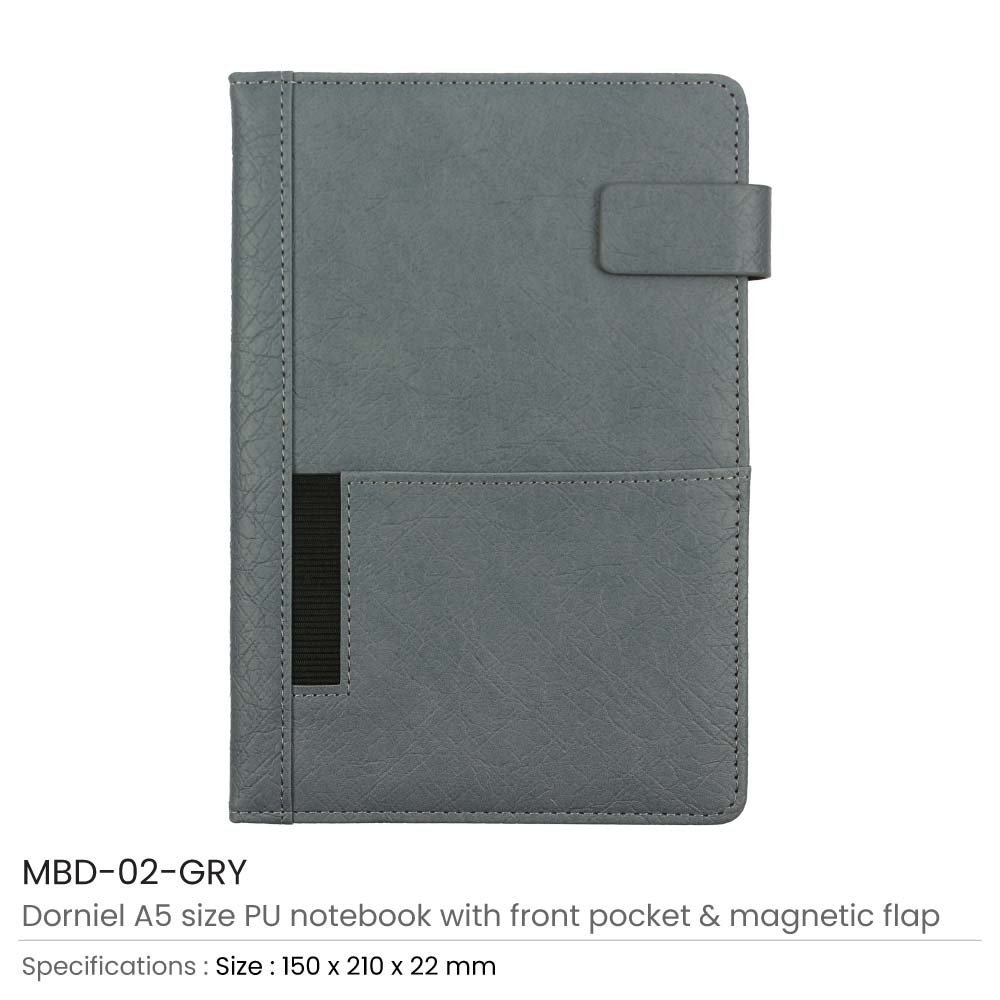 Dorniel A5 PU Notebooks with Front Pocket & Magnetic Flap - Image 7