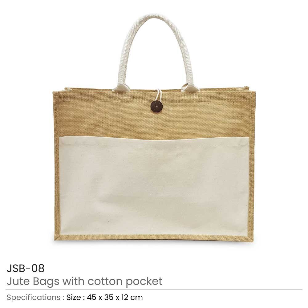 Jute Bags with Cotton Pocket - Image 3
