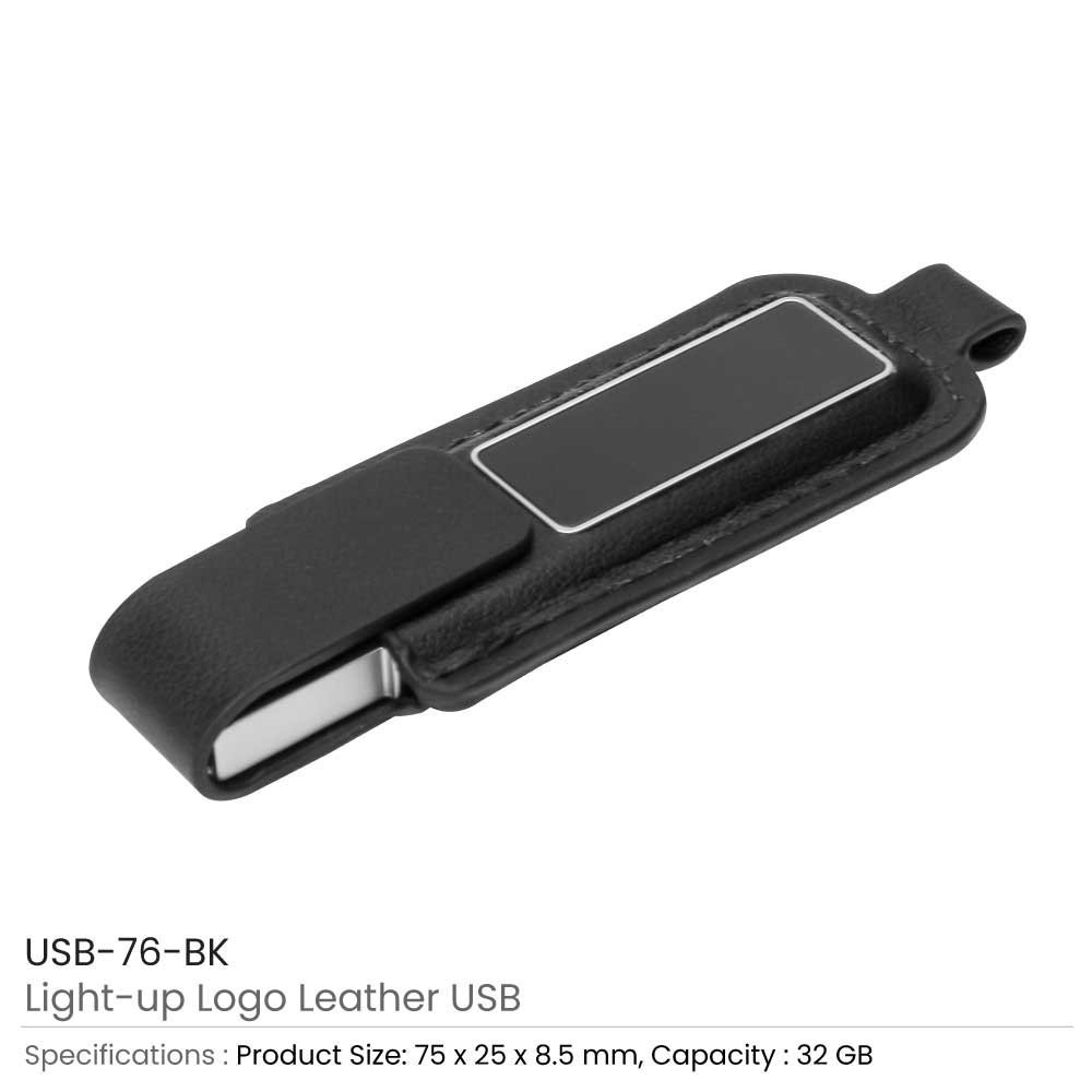 Light-Up Logo Leather Cover USB Flash Drives 32GB - Image 5