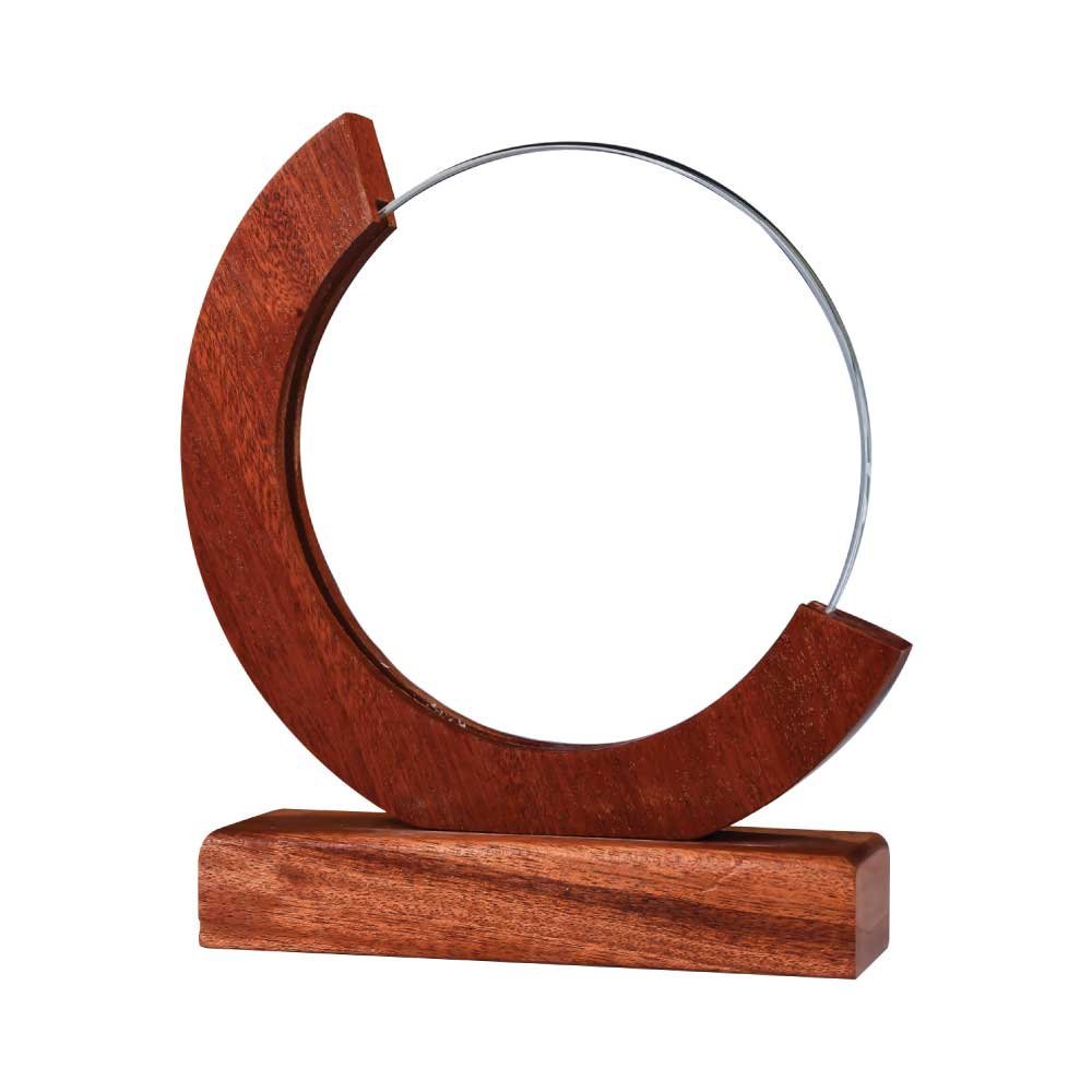Round Moon Crystal Awards with Wooden Base - Image 3