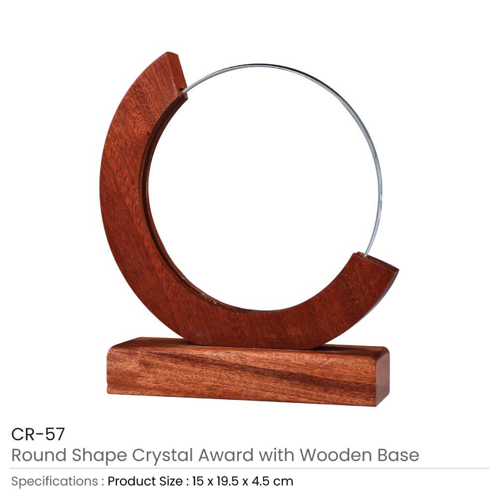 Round Moon Crystal Awards with Wooden Base - Image 5