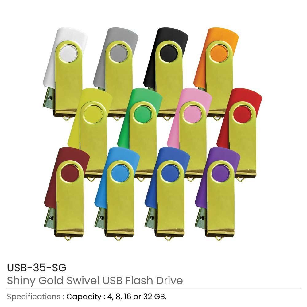 Shiny Gold Swivel USB Flash Drives - Image 15