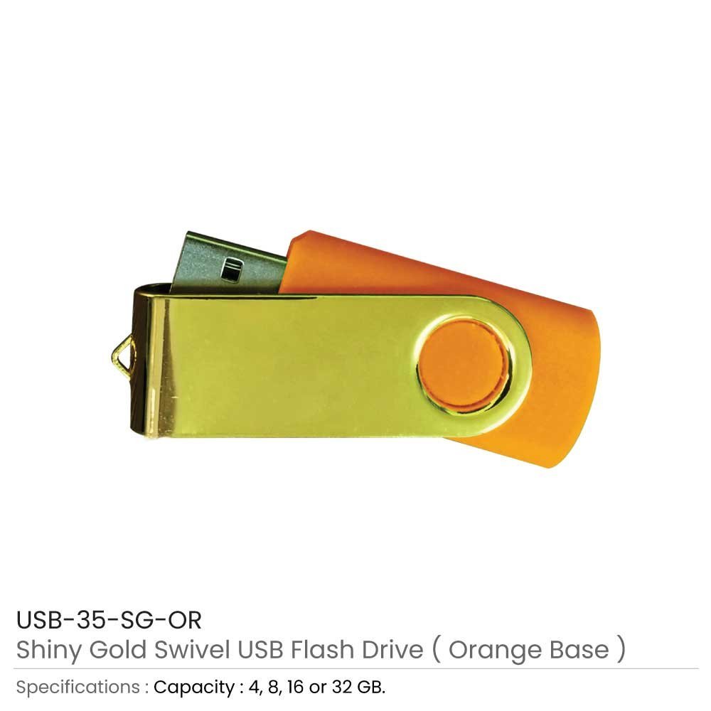 Shiny Gold Swivel USB Flash Drives - Image 9