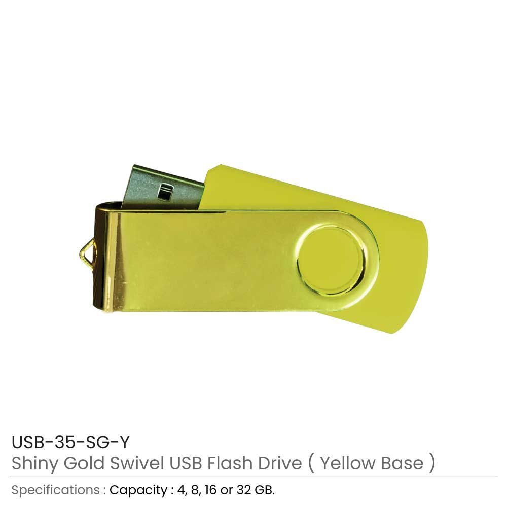 Shiny Gold Swivel USB Flash Drives - Image 3