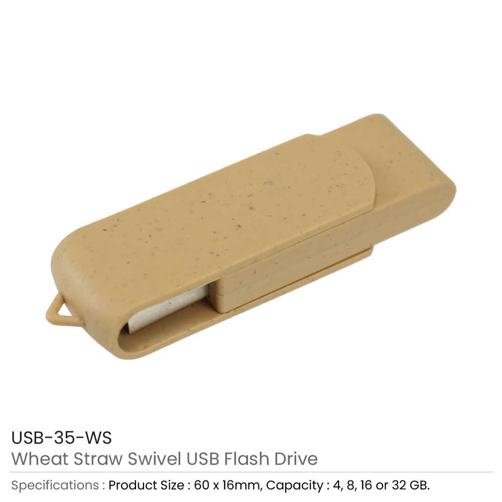 Wheat Straw Swivel USB Flash Drives, 4GB to 32GB - Image 4