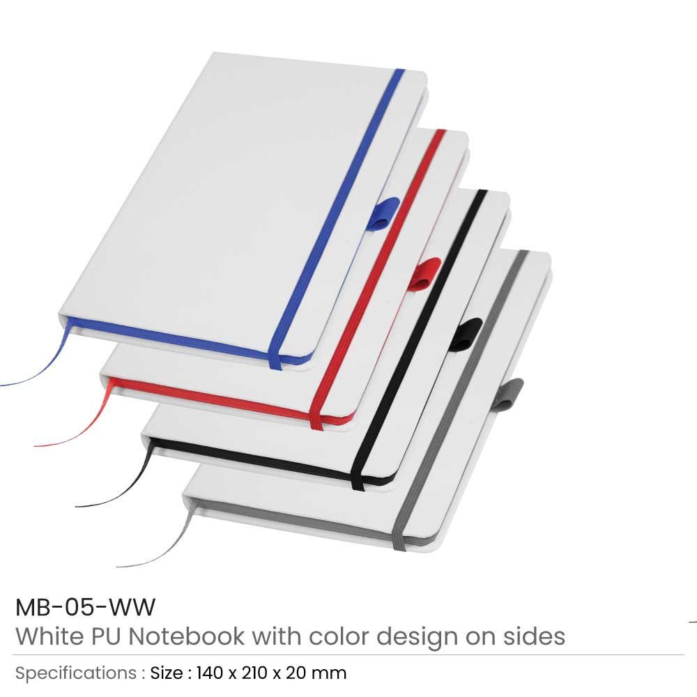 White PU Leather Cover Notebooks - Image 9