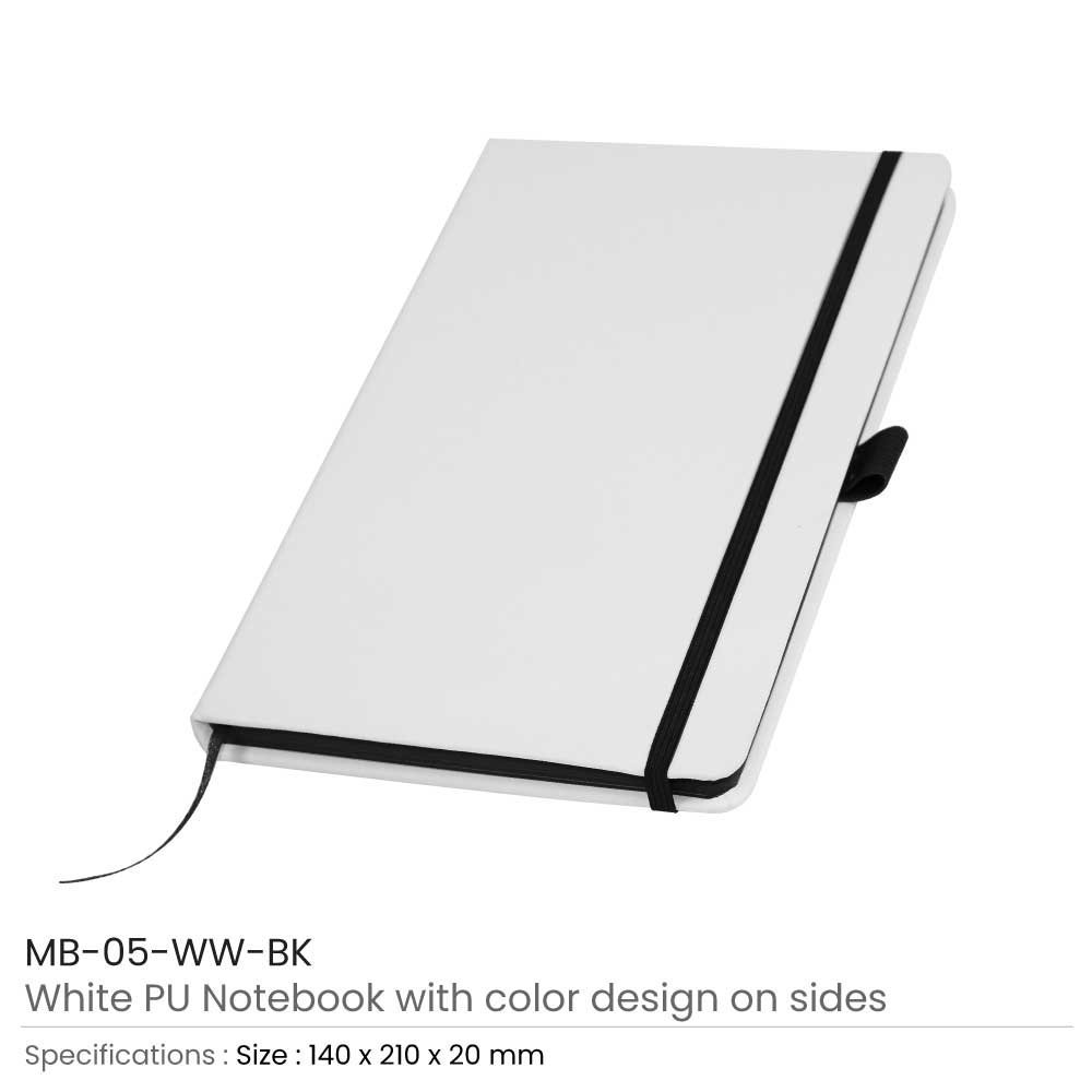 White PU Leather Cover Notebooks - Image 3