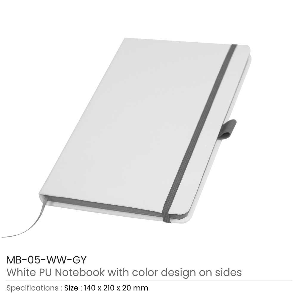 White PU Leather Cover Notebooks - Image 6