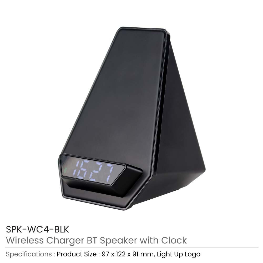 Wireless Charger BT Speaker with Clock & Light-up Logo - Image 7