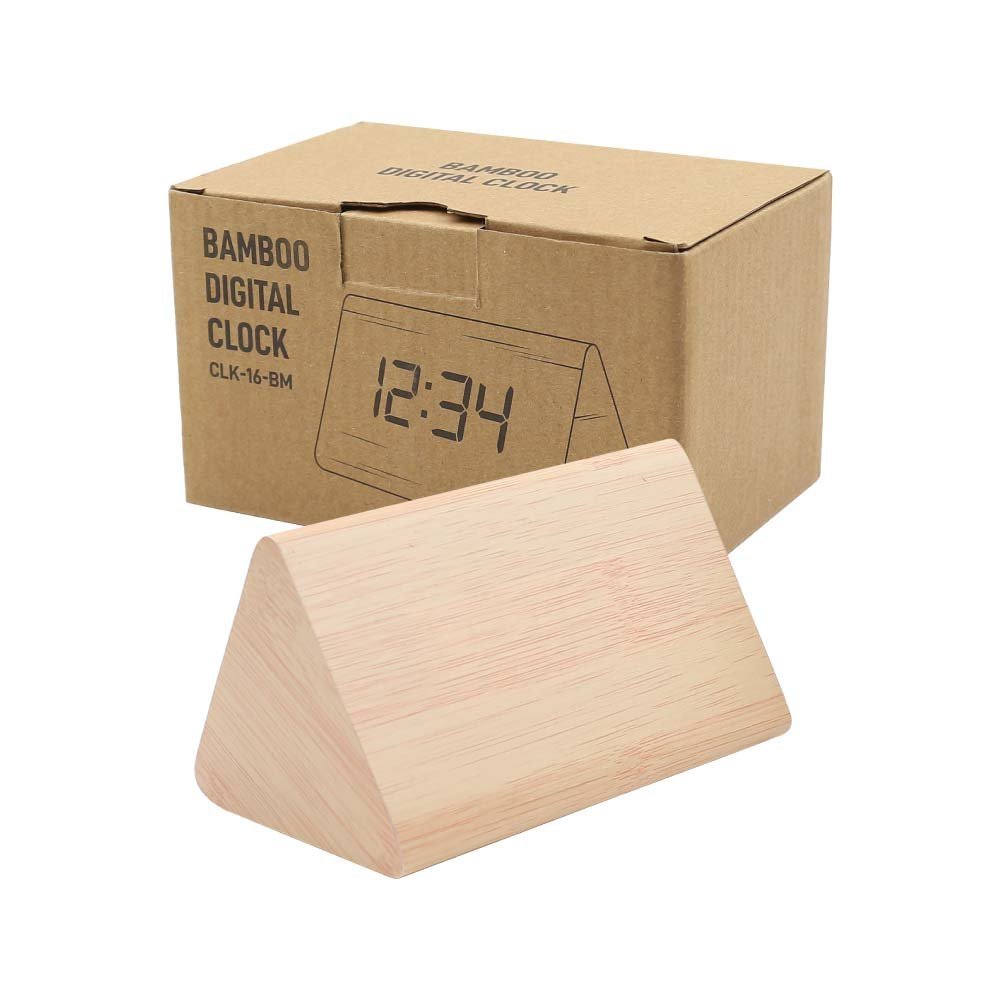 Triangular Wooden Digital Desk Clock Eco-Friendly - Image 3